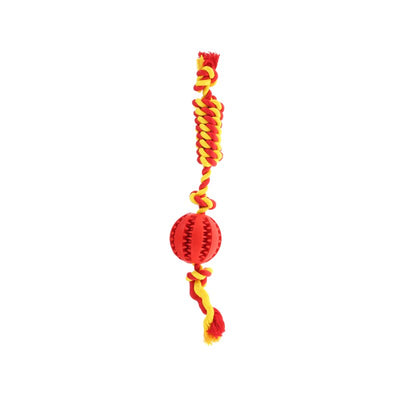 Rubber Baseball Dog Chew Toy with Cotton Rope - Large - Pet Products