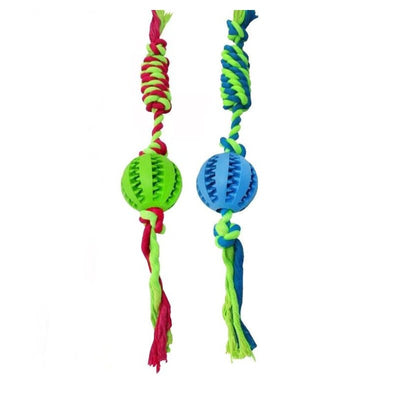 Rubber Baseball Dog Chew Toy with Cotton Rope - Large - Pet Products