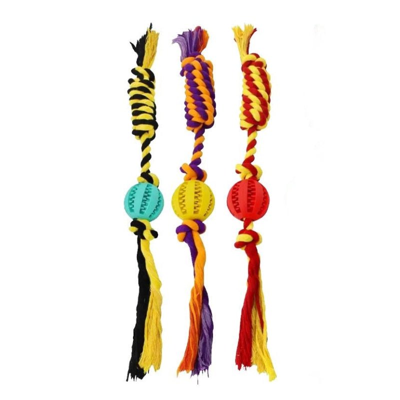 Rubber Baseball Dog Chew Toy with Cotton Rope - Small - Pet Products