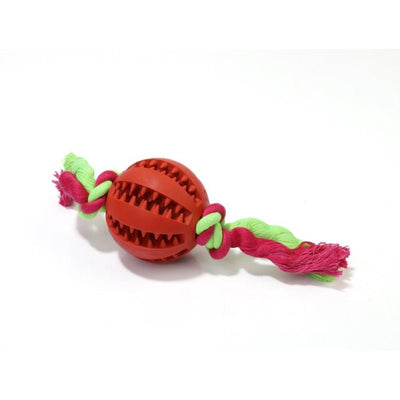 Rubber Baseball Dog Chew Toy with Cotton Toss Rope - Medium - Pet Products