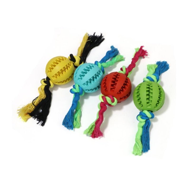 Rubber Baseball Dog Chew Toy with Cotton Toss Rope - Small - Pet Products