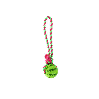 Rubber Baseball Dog Chew Toy with Cotton Tug Rope - Pet Products