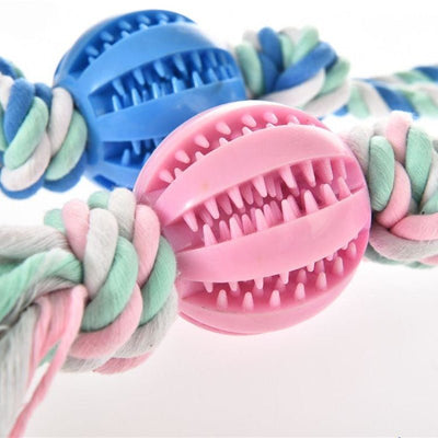 Rubber Baseball Dog Chew Toy with Long Cotton Rope - Pet Products