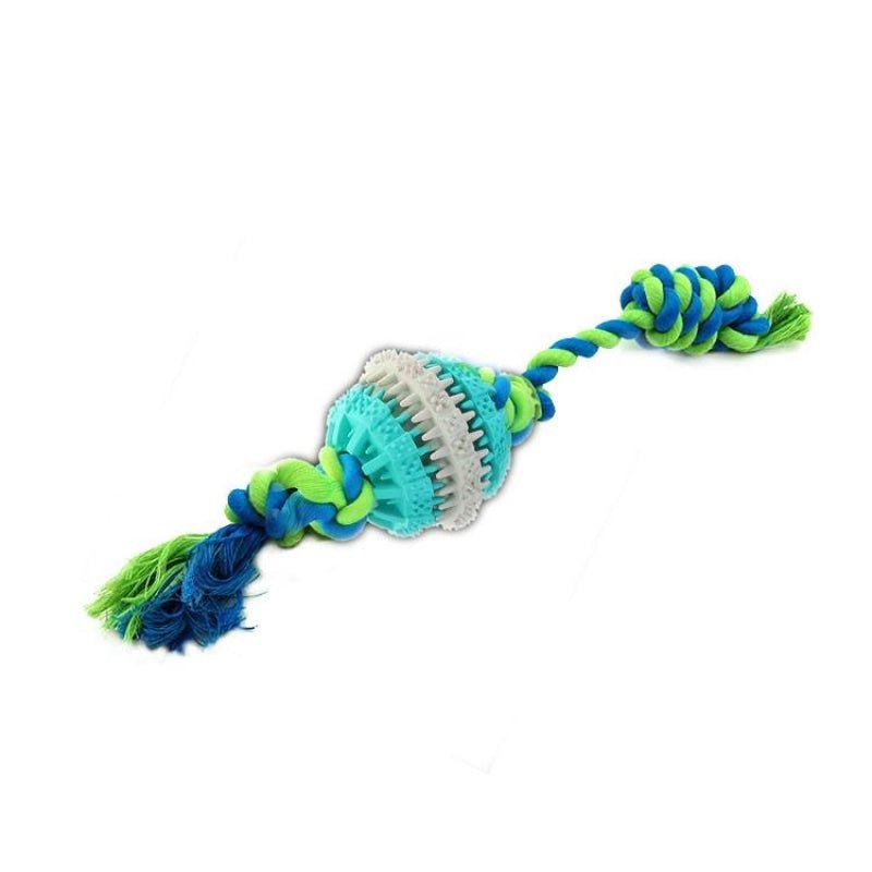 Rubber Gear Dog Dental Chew Ball Dog Toy with Cotton Tug Rope - Pet Products