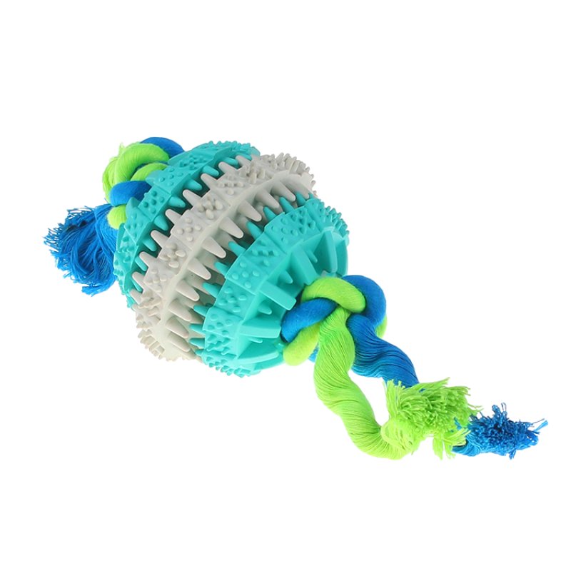 Rubber Gear Dog Dental Chew Ball Toy with Cotton Toss Rope - Medium - Pet Products