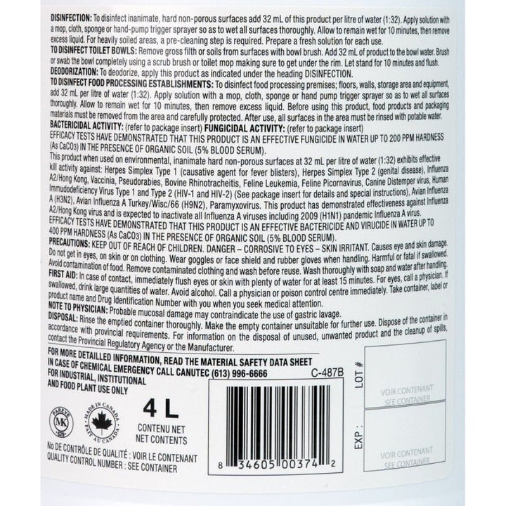 Saniblend Cleaner/Deodorizer/Disinfectant Concentrated with Lemon Scent- 4L - Cleaning Products