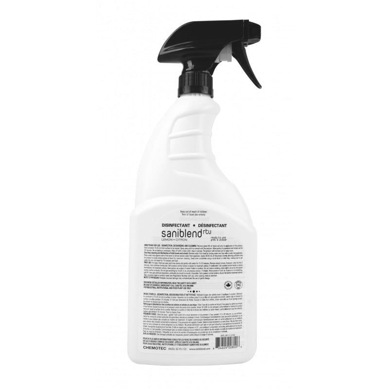 Saniblend Cleaner/Deodorizer/Disinfectant Spray Bottle Lemon Scent-1.1 L - Cleaning Products