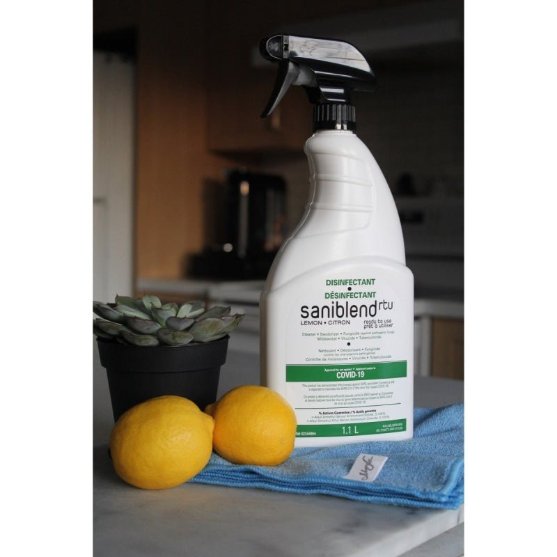 Saniblend Cleaner/Deodorizer/Disinfectant Spray Bottle Lemon Scent-1.1 L - Cleaning Products