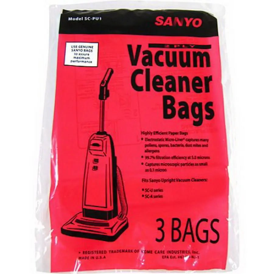 Sanyo 2-ply Vacuum Cleaner Bags, SC-U & SC-A ( 3 Pack)