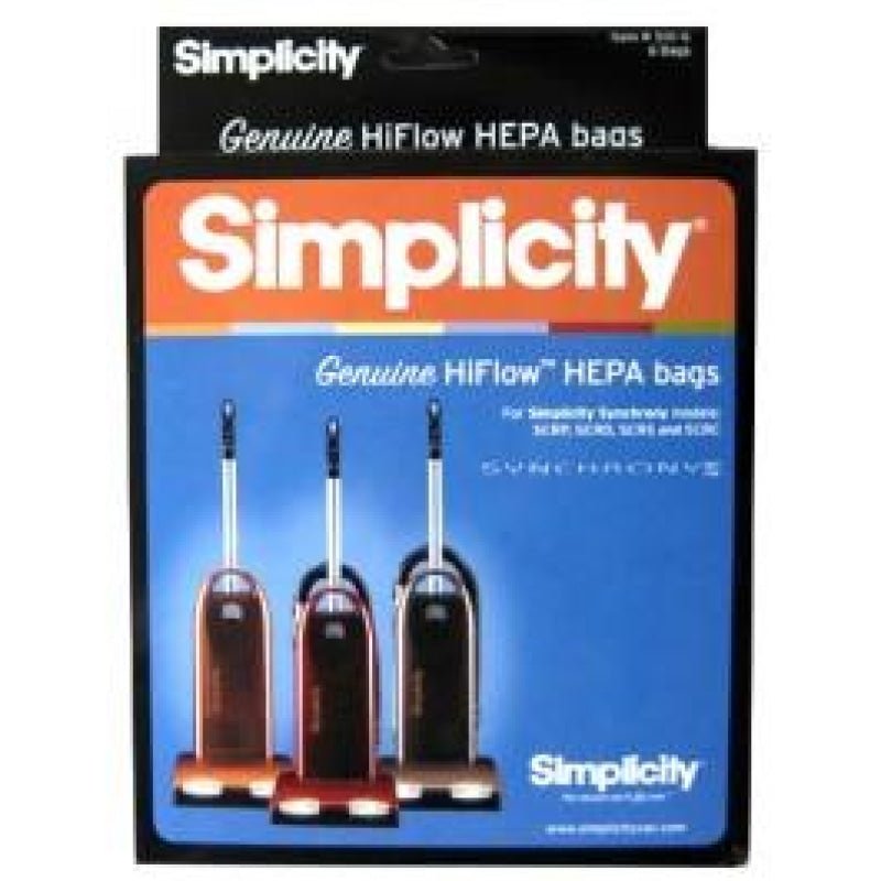 Simplicity Type W Synchrony Hepa Vacuum Cleaner Bags - 6 Pack - Vacuum Bags