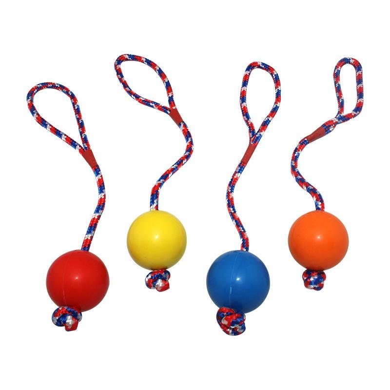Solid Rubber Fetch Ball with 1 Rope - Pet Products