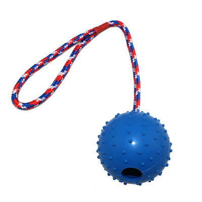 Solid Rubber Soft Spike Fetch Ball on Rope - Medium - Pet Products