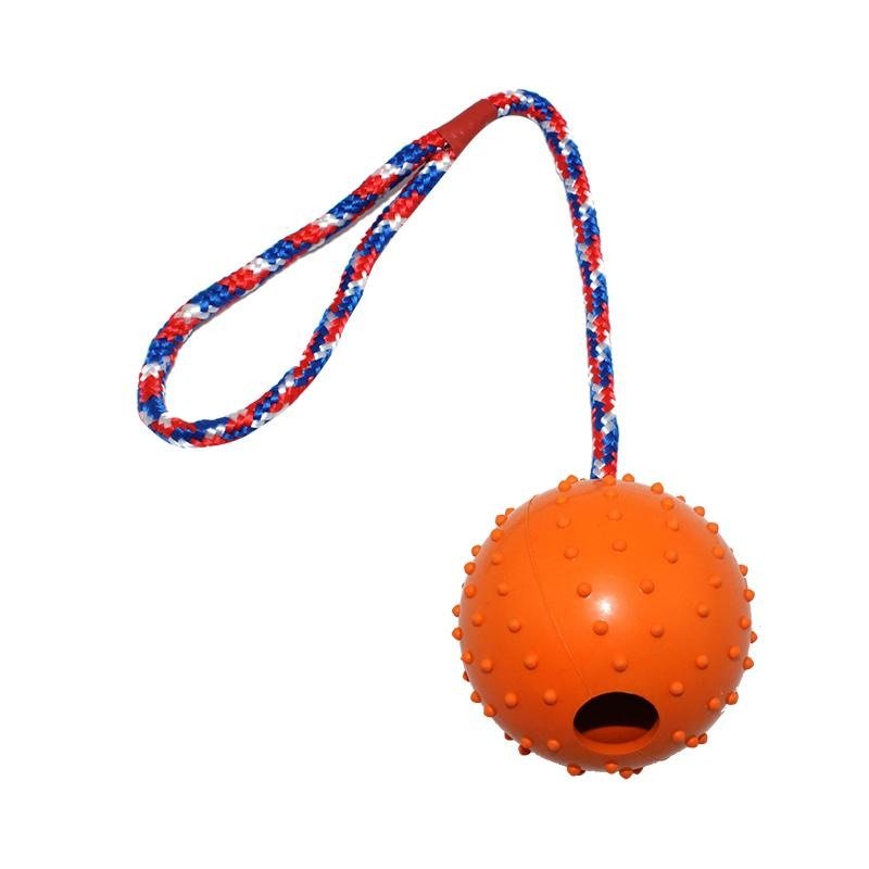 Solid Rubber Soft Spike Fetch Ball on Rope - Medium - Pet Products