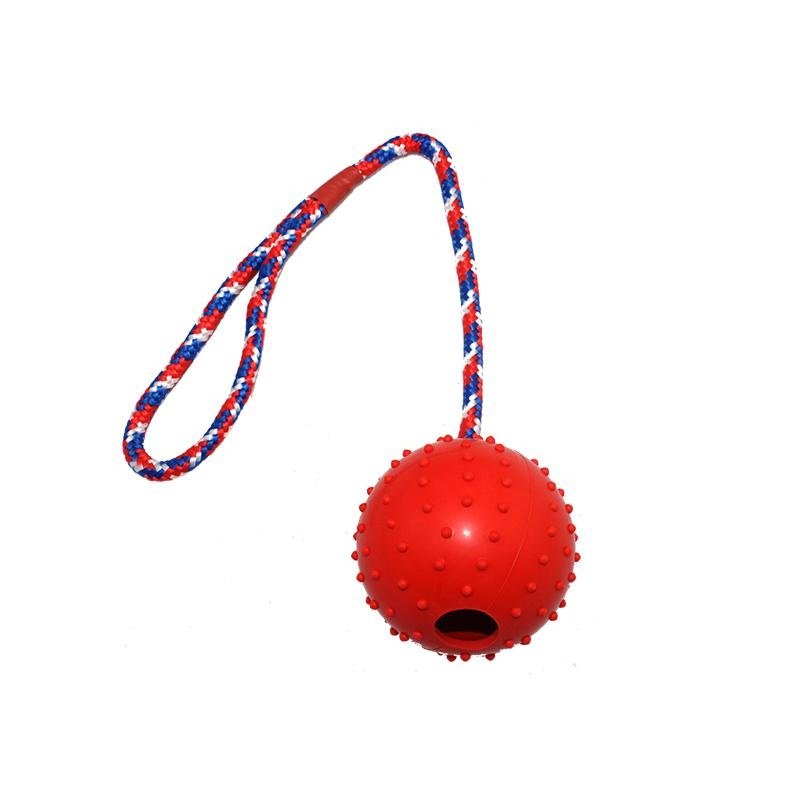 Solid Rubber Soft Spike Fetch Ball on Rope - Small - Pet Products
