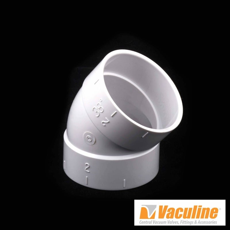 Vaculine Central Vacuum Fitting - 38 Degree ELL - Central Vacuum Parts