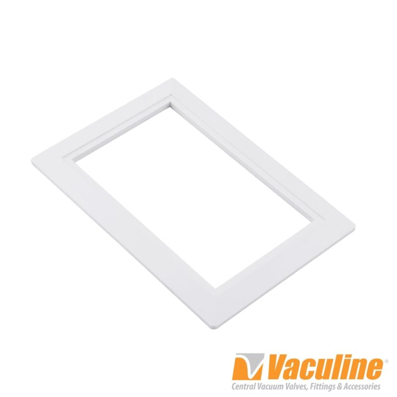 Vaculine White Central Vacuum Wall Valve Trim Plate - 3 1/4 x 5 Inside 4 x 6 Outside - Central Vacuum Parts
