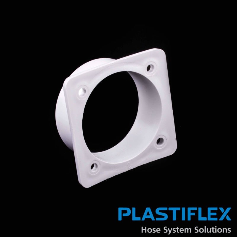 White Plastiflex Central Vacuum Fitting Flanged (Input To Machine) - Central Vacuum Parts
